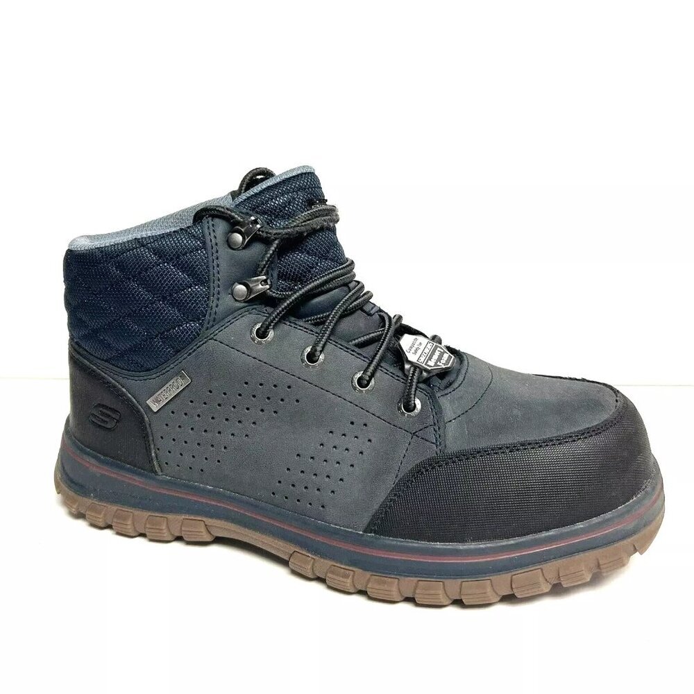 Skechers Womens Mccoll Comp Toe Boot Navy 9.5 M